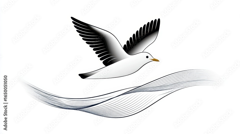 Obraz premium A graceful bird in flight, symbolizing freedom and tranquility.