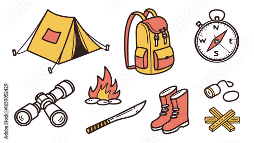 Camping Gear Icons tent backpack