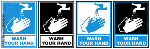set safety sign wash your hand symbol design label template vector illustration