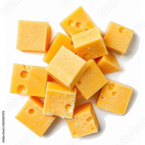 Pile of cubed yellow cheese