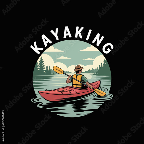 This image showcases a kayaker using a double paddle while exploring calm waters, reflecting the freedom and tranquility of being connected to nature and adventure.