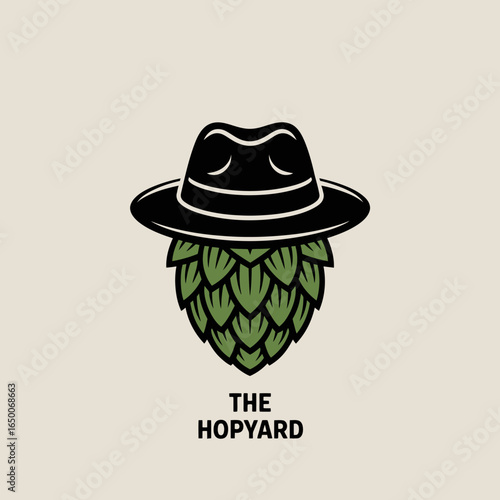 A charming mascot for a hop yard, showcasing a leafy beard and hat, engaging viewers with a connection to nature and the world of brewing craft beer.