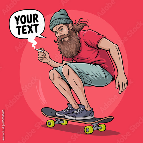 This captivating image features a chill skateboarder relishing the ride, showcasing a laid-back yet stylish demeanor, making a strong statement about individuality and freedom.