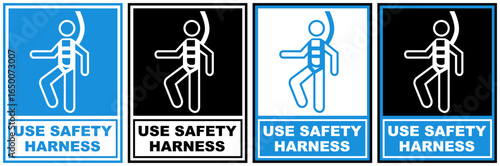 set use safety harness sign symbol design label template vector illustration