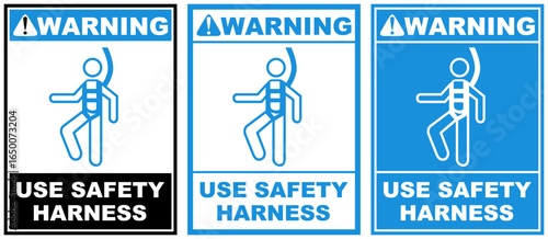 Set warning use safety harness public sign design vector illustration