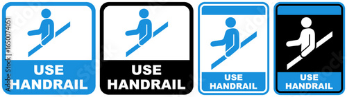 set safety sign use handrail symbol design label template vector illustration