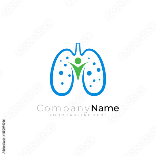 lungs people logo concept with flat style in blue and green color