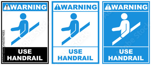 Set warning use handrail public sign design vector illustration