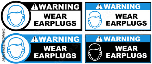 Set Collections wear earplugs warning sign template design vector illustration