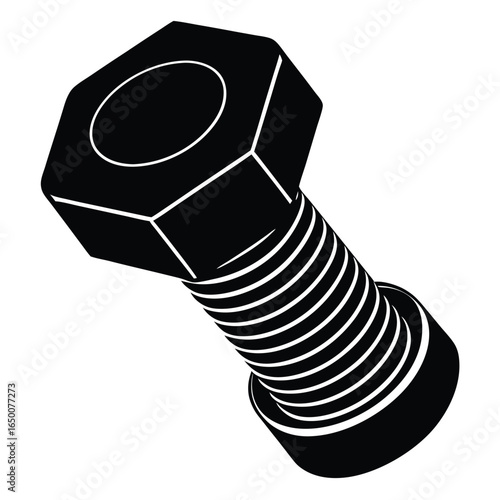 Hexagonal nut and threaded bolt fastener hardware