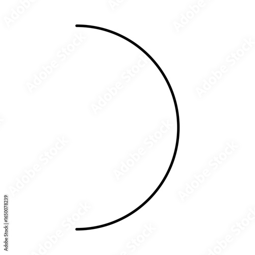 Minimalist half circle arc line vector illustration with smooth black stroke, perfect for decoration, frames, borders, and design.