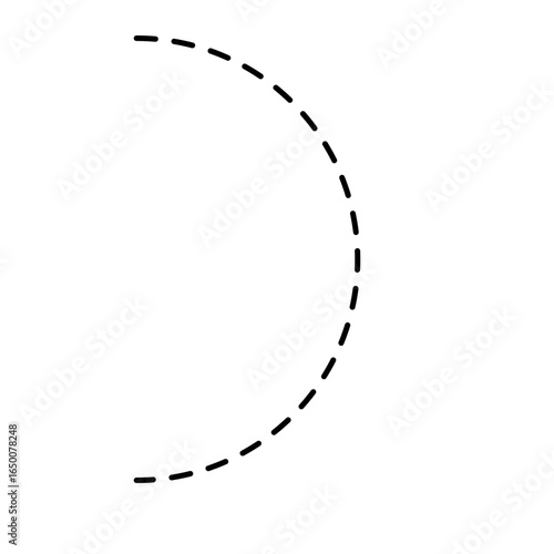 Dashed semicircle abstract line minimal curve, decorative outline design, perfect for borders, frames, geometric patterns, and artistic dividers.