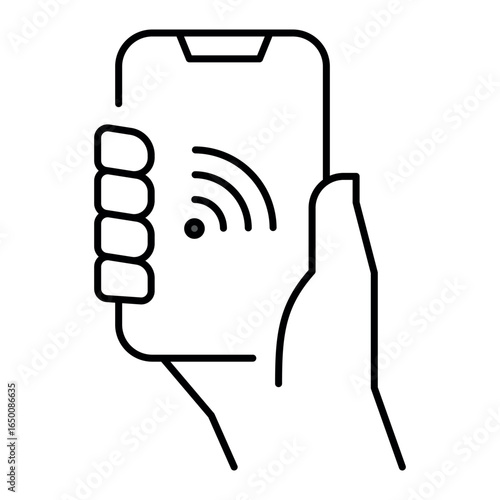 A hand clutching a smartphone with a Wi-Fi symbol, symbolizing connectivity and accessibility in today s digital world, highlighting the importance of wireless technology
