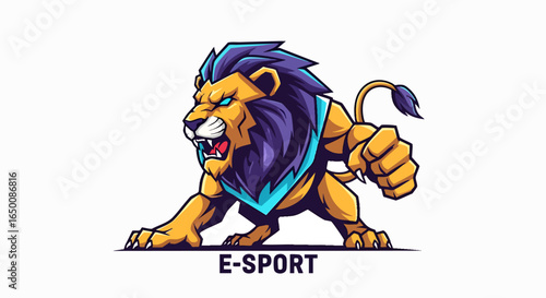 Powerful lion mascot illustration for e sport