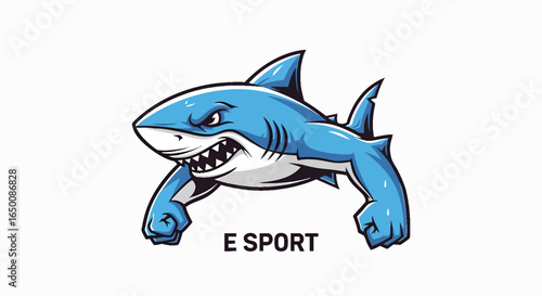 Powerful blue shark e sport mascot