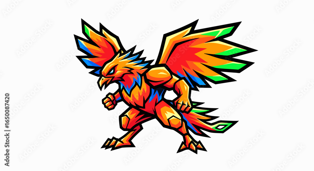 Fototapeta premium Colorful mythical phoenix illustration design