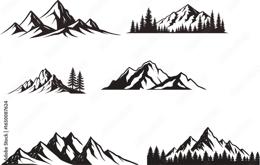 Fototapeta premium mountain silhouette vector set