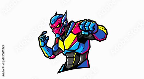 Colorful futuristic robot character illustration