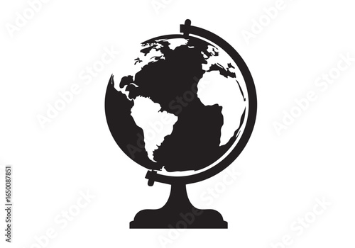 World Globe Icon  A Simple Black and White Illustration of the Earth