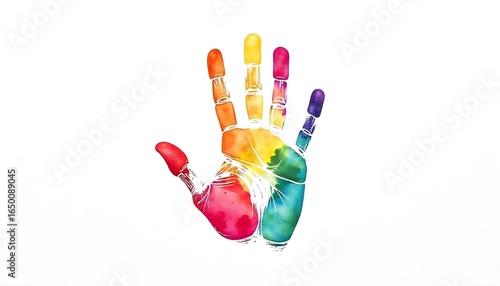 A hand displaying a rainbow peace sign, embodying messages of harmony and anti-war sentiments for Peace Day