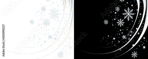 Elegant swirling snowflakes design png cut out element set, transparent background