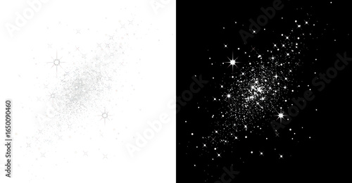 Sparkling starry galaxy illustration png cut out element set, transparent background