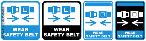 set wear safety belt sign symbol design label template vector illustration
