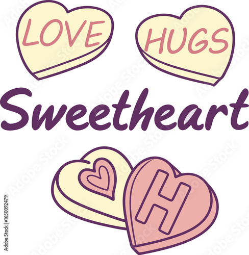 sweetheart candy hearts love illustration