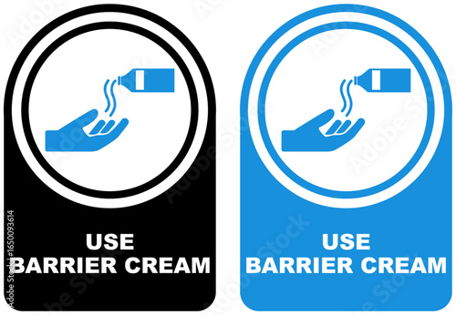 Set vector use barrier cream sign symbol labels sticker design illustration
