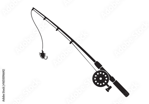 Fishing Rod and Reel Silhouette A Classic Angling Illustration