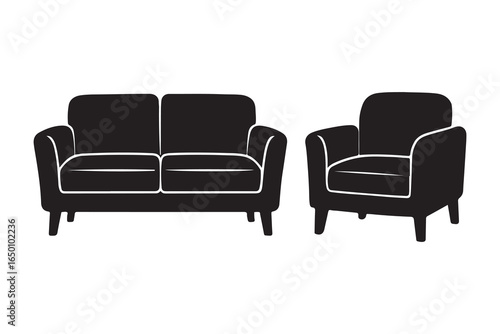 black sofa isolated on white background