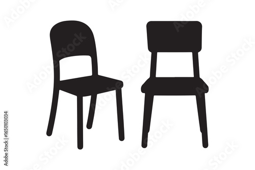 Chair silhouette. This image shows a black silhouette of a chair against a white background. Vector clipart illustration design.