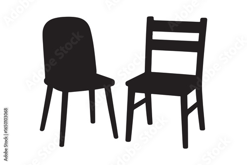 Chair silhouette. This image shows a black silhouette of a chair against a white background. Vector clipart illustration design.