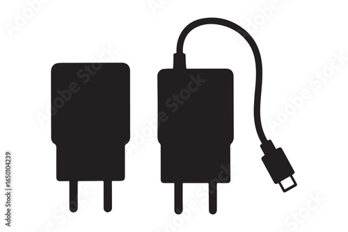 Mobile phone charger line icon.  Symbol, logo vector illustration on white background.
