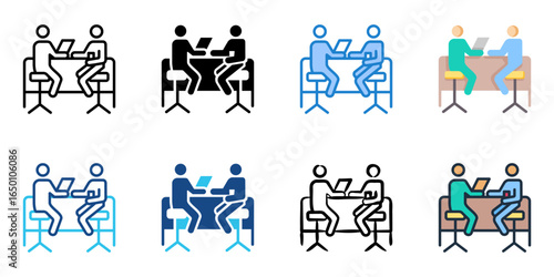 Co working spaces icon set multiple style collection 
