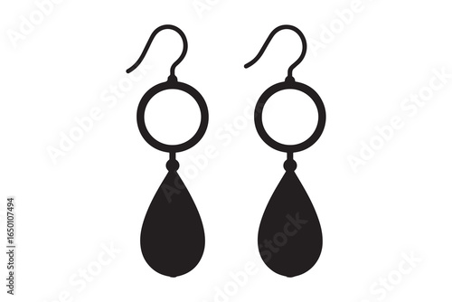 Black flower earrings, elegant jewelry, studio shot, white background, fashion accessory