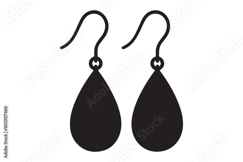 Black flower earrings, elegant jewelry, studio shot, white background, fashion accessory