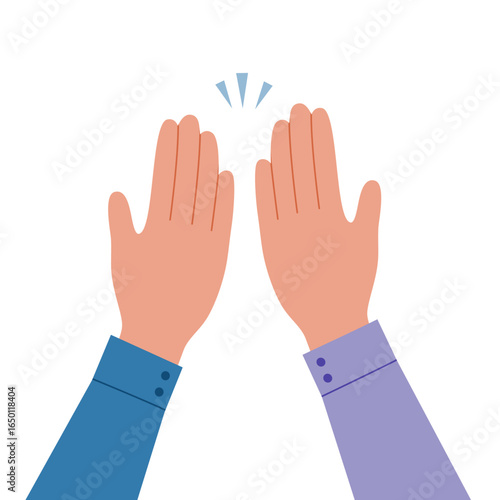 Illustration graphic vector icon of two hands high five in white background