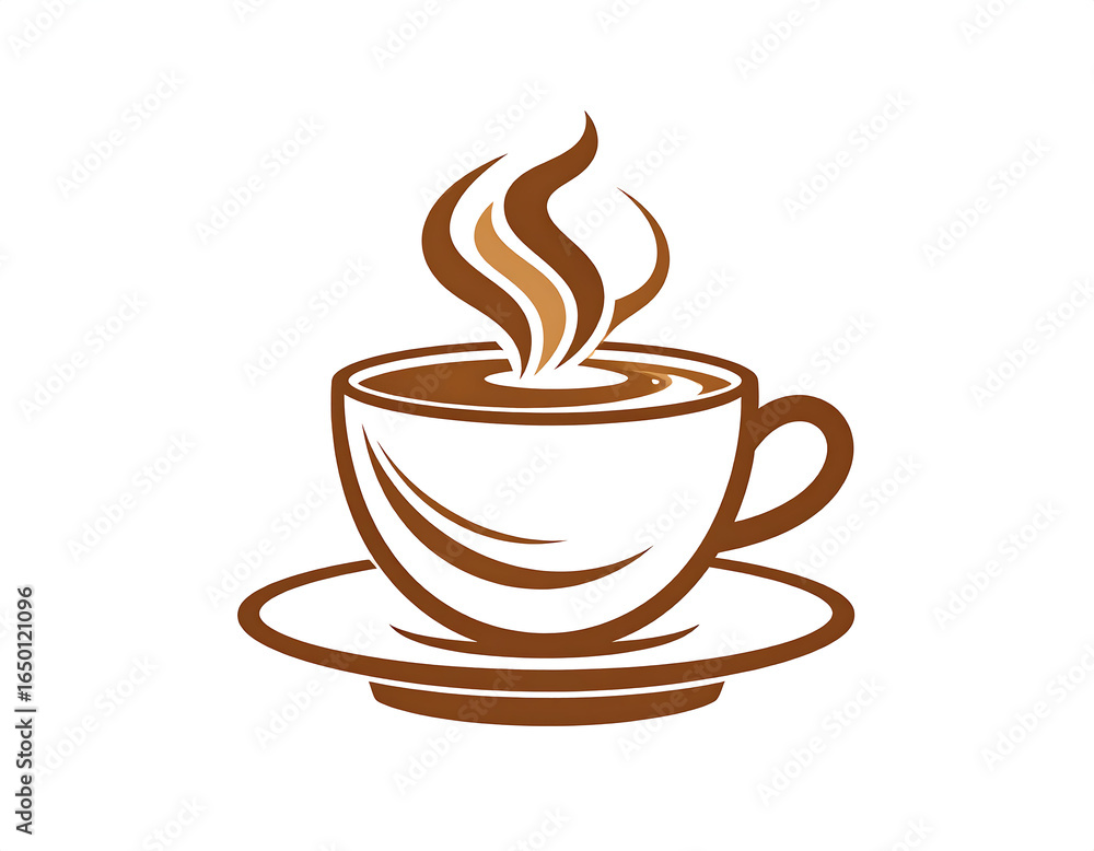 Obraz premium Coffee Cup Delight: This illustration captures the essence of a fresh cup of coffee, emanating warmth and rich aroma, perfect for branding and food-related projects.