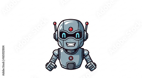Cute cartoon robot character vector illustration for robotics ai technology and kids design projects vector