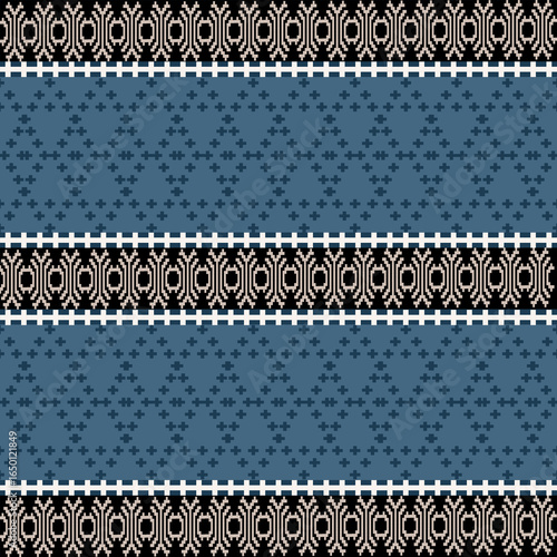 Earthy Tone Traditional Embroidery Art Abstract with Pixel Art Designs for Textile Print