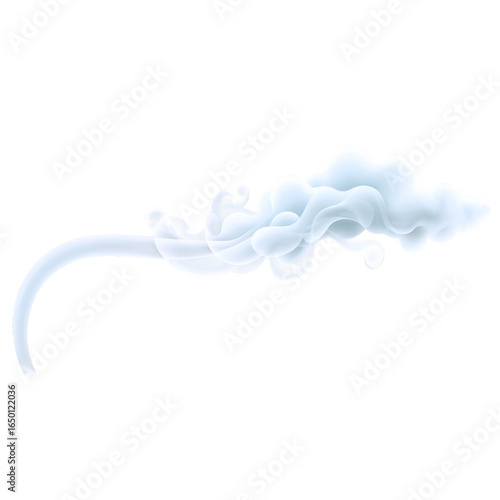 Light blue smoke or steam graphic design element.