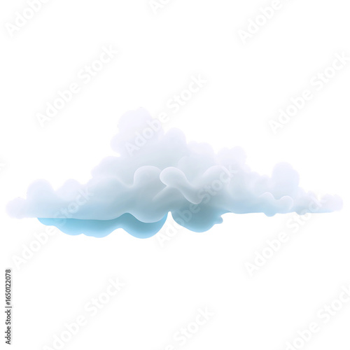A stylized digital illustration of a single fluffy white and blue cloud isolated on a white background.