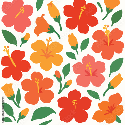 Vibrant Hibiscus Floral Pattern Design.