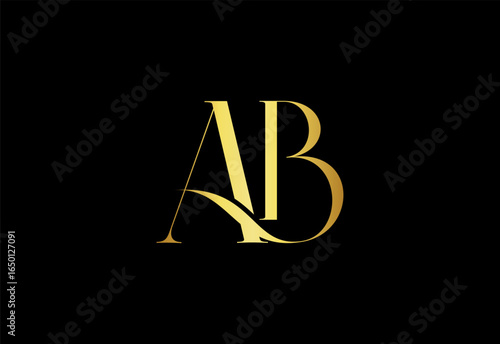 AB, BA,A,B, Monogram Logo with Abstract Letter Design.