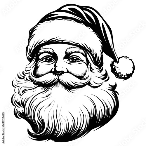 Santa illustration drawing black vector