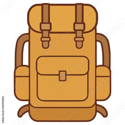 hiking backpack accessories flat color vector illustration template design