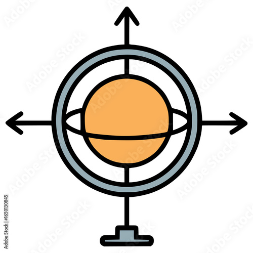 axis gyroscope flat color vector illustration template design