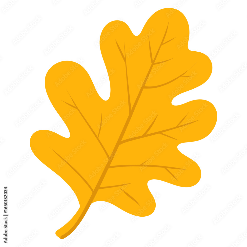 Obraz premium Yellow rounded oak leaf illustration autumn fall vector