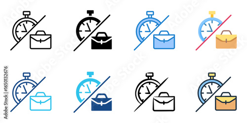 Part time job icon set multiple style collection 
